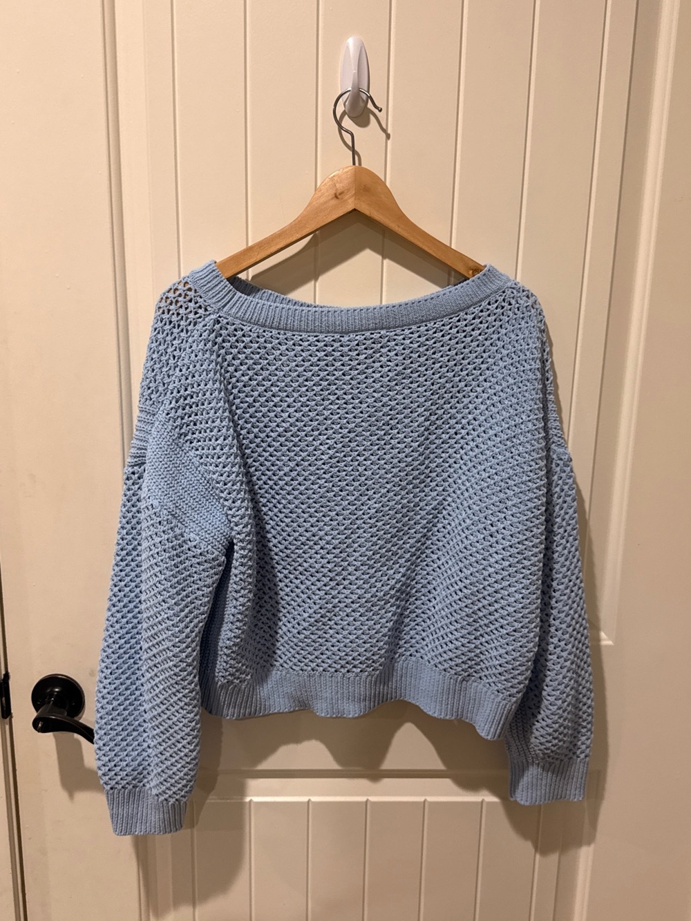 Pink Rose Light Blue Open-Weave Crewneck Sweater - Picture 2 of 3